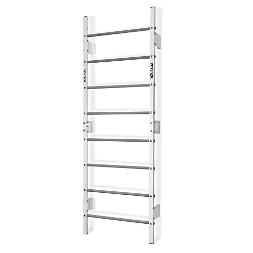 Sprossenwand mit Klimmzugstange Pull Up Bar Turngeräte Fitness Turnwand Klettergerüst bis 250kg Kletterwand Gym Sportgerät für Erwachsene Heim Turnhalle (Weiß-Grau)