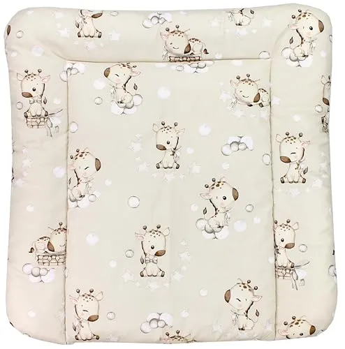 TupTam Baby Wickeltischauflage mit Baumwollbezug Gemustert, Farbe: Giraffe/Beige, Größe: 70 x 50 cm