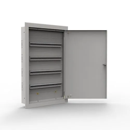 Doktorvolt Verteilerkasten 96 Module 4-reihig - Sicherungskasten aus Metall für Aufputzmontage, ideal für industrielle Anwendungen und die Installation von Schutz-, Steuer- und Schaltgeräten.