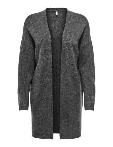 ONLY Damen Onltalio Ls Open Cardigan Bf KNT, Dark Grey Melange, S