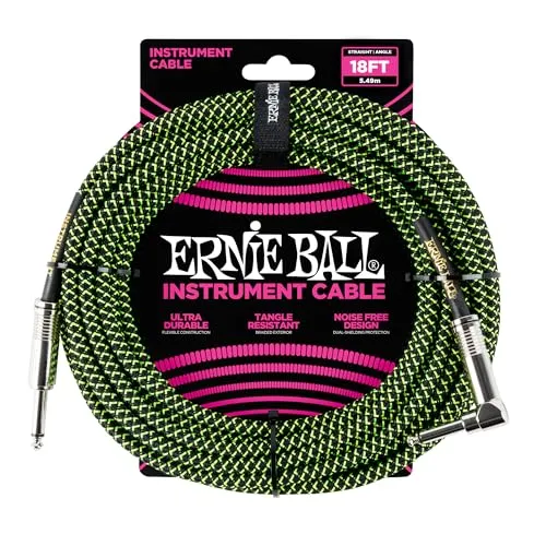 Ernie Ball geflochtenes Instrumentenkabel 5,49 m in grün von Ernie Ball