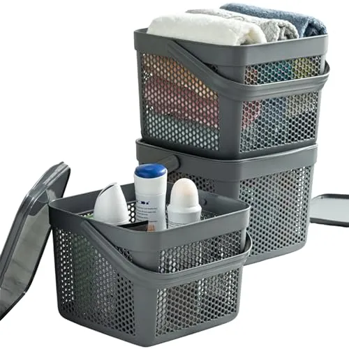 uandu Aufbewahrungskorb mit Deckel 12Lx3 in grau von uandu