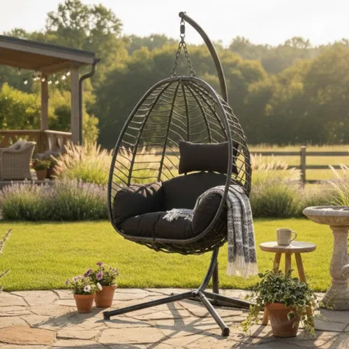 Home Collective Hängesessel Schwarz – Modernes Gartenmöbel für Komfort und Stil