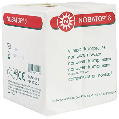 NOBATOP 8 Unsterile Vliesstoffkompressen 4 lagig, Größe:10.0 cm x 10.0 cm (100 St.)