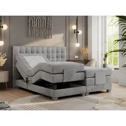 Motor Boxspringbett mit Bettkasten Elektro, grau