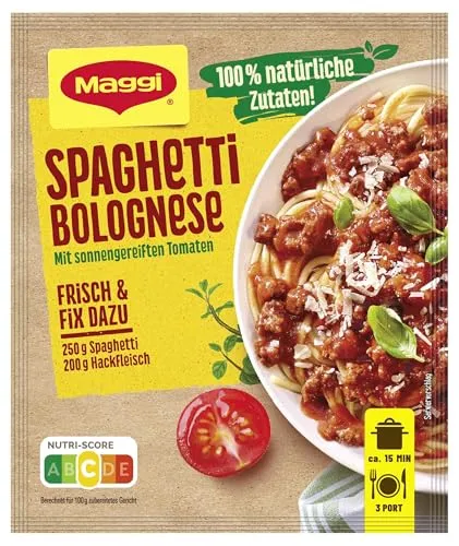 MAGGI Fix für Spaghetti Bolognese, Würzmischung, 100% natürliche Zutaten, für 3 Portionen, 1er Pack (1 x 36g Packung)