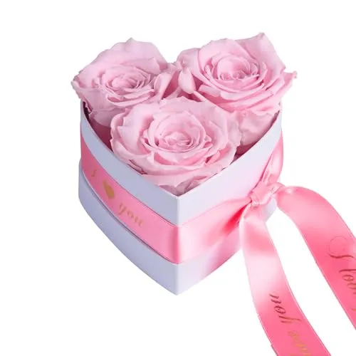 Infinity Rosenbox Herz - 10x12cm ewige Rosen Rosa haltbar 3 Jahre - Geschenk für sie - Valentinsday gift box for girlfriend von Rosemarie Schulz Heidelberg (I Love You, Rosa)