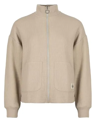 ROADSIGN australia Damen Sweatjacke mit wellenartiger Struktur für Moderne Casual-Outfits beige, 2XL