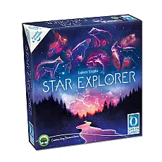 Queen Games 10862 - Star Explorer INT - Gesellschaftsspiel für 1-4 Spieler, ideal für schnelle Runden mit gleichzeitigem Spielverlauf und wunderschönen Illustrationen der Sternenkonstellationen.