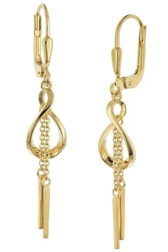 trendor Damen-Ohrringe 925 Silber Vergoldet Ohrhänger eleganter Ohrschmuck für Frauen, zeitlose Geschenkidee, 28544