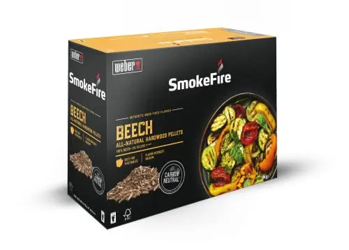 Weber Holzpellets - Buchenholz (8kg) - Grillpellets für Räuchern, 100% natürliche Buchenholzpellets, nachhaltig und FSC-zertifiziert, ideal für Gemüse und feines Grillgut.