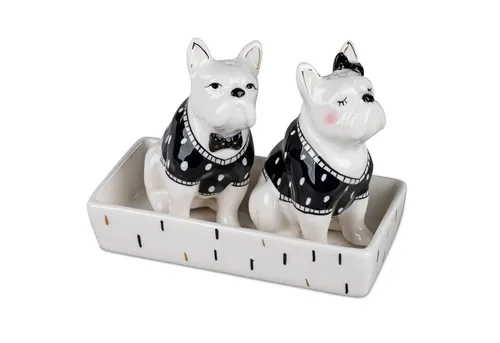 formano Salz- / Pfefferstreuer Modern Trend Style, Farbe: Weiß, Motiv: Hunde