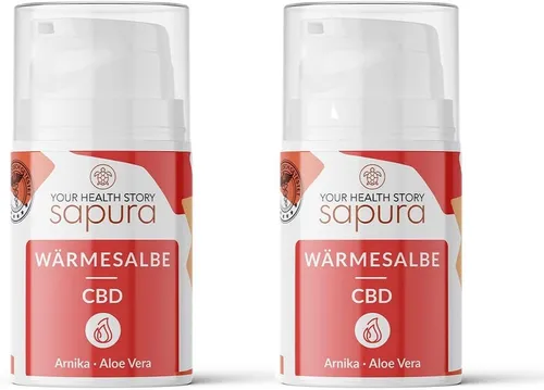 SAPURA Health Hautcreme CBD Wärmesalbe extra stark - Körpercremes mit wärmenden Inhaltsstoffen und CBD für effektive Schmerzlinderung und Muskelentspannung, entwickelt von Physiotherapeuten in Deutschland.