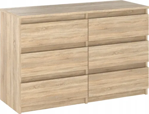 Kommode mit 6 Schubladen Sonoma Eiche 100x33,5x71,5 Sideboard Schubladenschrank für Wohnzimmer Schlafzimmer Stauraum Möbel Kleiderschrank