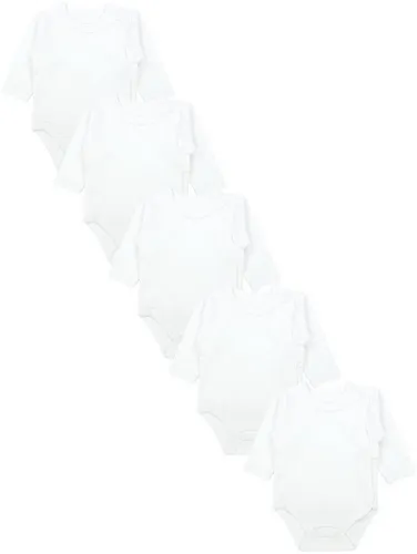 TupTam Langarmwickelbody 5er Set - Unisex Baby Wickelbody in Weiß Größe 56 - Baby-Wäsche aus 100% Baumwolle, weich und hautfreundlich für höchsten Komfort Ihres Babys.