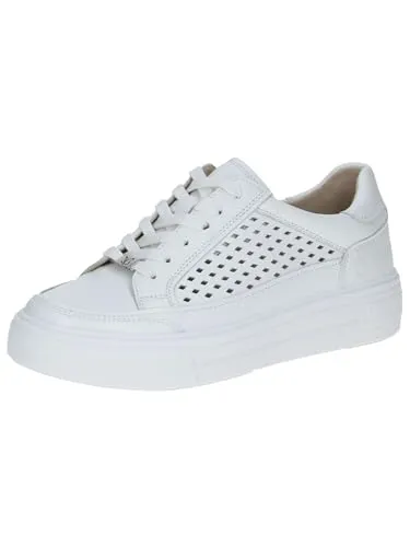 CAPRICE Damen Plateau Sneaker aus Leder mit Lochmuster, Weiß (White Nappa), 39 EU – Bequeme Sportlichkeit - Hochwertige Plateau Sneaker mit innovativer Sohlentechnologie für besten Komfort. Ideal für den Freizeit-Look, passen sich perfekt an die Fußform an und bieten optimalen Tragekomfort.