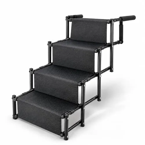 HomePetWorld Hundetreppe Auto, klappbare Einstiegshilfe mit 4 Stufen in Schwarz