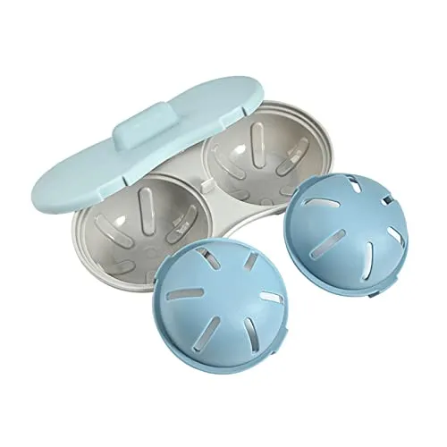 KALUROIL Mikrowelle Ei Wilderer,Eier Dampfer,Poschiertes Ei Wilderer,Eier Pochierer Durch Mikrowellen,Eierkocher Eierdampfer,Doppel Cups Eierkocher Mikrowelle Pochiertes Ei Dampfer (Nordisches Blau)