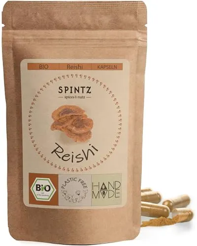 SPINTZ Bio Reishi Kapseln 250 Stk. vegan, Ling Zhi, Reishi Pilz aus Fruchtkörper, HPMC Kapseln, ohne Zusätze, Quelle von Kupfer und Mangan