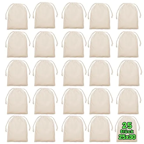25x30cm Stoffbeutel Baumwolle 25 Stück Set von ELES VIDA