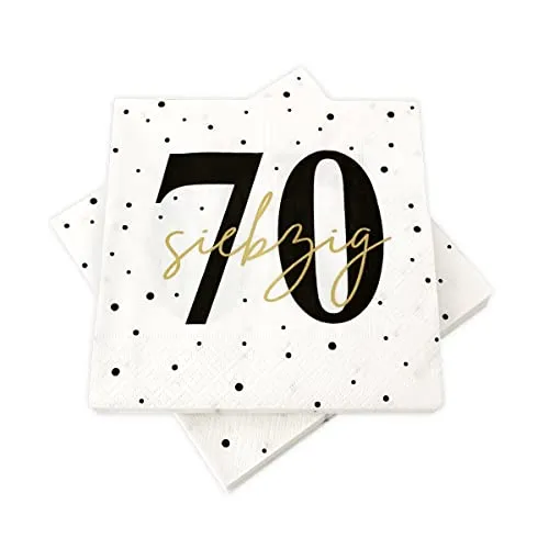 Servietten zum 70. Geburtstag 33x33 cm in schwarz von in due