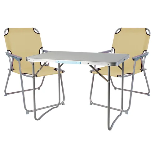 3-teiliges Campingmöbel Set Alu mit Tragegriff - Camping-Möbel aus leichtem Aluminium, ideal für unterwegs. Perfekt für entspannte Tage im Freien mit bequemem Sitzkomfort.