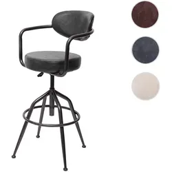 Barhocker HWC-H10f, Höhenverstellbarer Drehhocker im Industrial Look - Barmöbel mit 360° Drehfunktion, stufenlos höhenverstellbar und stabiler Fußablage für optimalen Sitzkomfort – ideal für trendbewusste Wohnräume.
