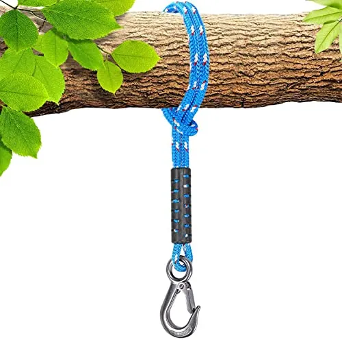 BeneLabel Schaukel Befestigung Seil, 50cm Hängematte Aufhängung Gurt Baum Hängesessel Balkenbefestigung mit Haken für Indoor Outdoor Baumschaukel Nestschaukel, 1134kg/10mm Durchmesser, Blau