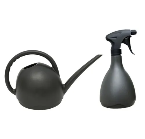 Heimwerkercenter Übertopf MePla - Set Kunstoff Gießkanne Meduza 1,8L + Sprüher 0,7L - anthrazit