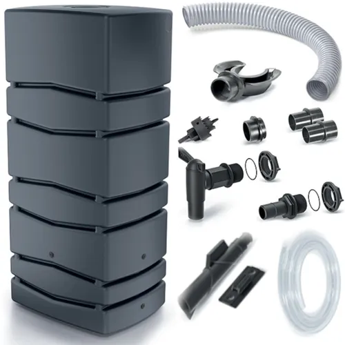 Regentonne 650L Regenfass Regenwassertank Wasserfass + Anschluss-Set Anthrazit