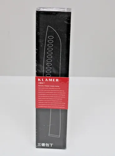 KLAMER Damastmesser Premium Santoku 18 cm - Chinesisches Kochmesser aus 67-lagigem Damaststahl, extrem scharf mit 61 HRC und ergonomischem Pakkaholzgriff für optimale Handhabung.