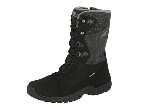 Lico MAIKE Damen Schneestiefel, Schwarz/Grau, 41 EU - Wanderschuhe für winterliche Outdoor Aktivitäten, wasserdicht mit Comfortex Membran und rutschfester Gummisohle für Sicherheit bei Schnee und Regen.
