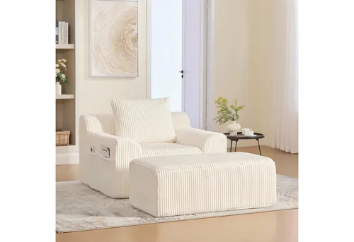 STILVORA Loungesessel mit Steigbügeln – Relaxsessel mit Stauraum