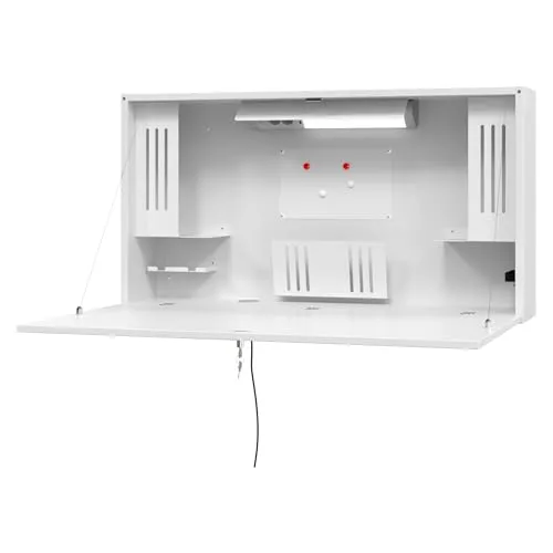 bümö Wandschreibtisch klappbar & abschließbar Mini-Office in weiß