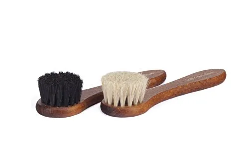 Langer & Messmer Cremebürste aus feinem Rosshaar zum Auftragen von Schuhcreme und Schuhwachs - Die Auftragsbürste für die professionelle Schuhpflege - Einzeln oder im 2er Set