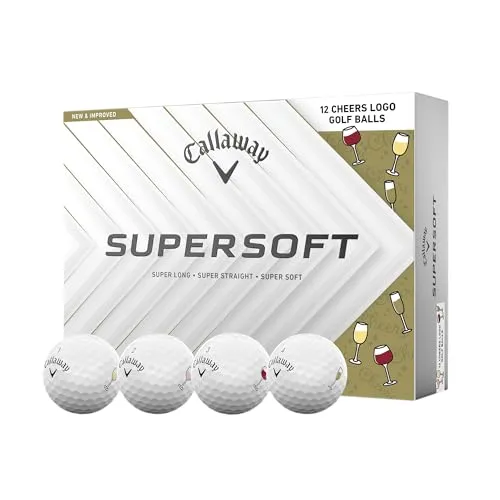 Callaway Golfbälle Supersoft LTD 2025 Cheers - 12er Pack, Weiß - Hochwertige Golfbälle im 12er Pack mit verbessertem Gefühl und Kontrolle. Ideal für längere Distanzen und präzise Annäherungsschläge. Limitierte Edition mit ansprechendem Cheers-Design.