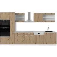Vicco Küchenzeile R-Line, Artisan Eiche/Weiß, 350 cm - Moderne Küchenzeile mit modularer Bauweise für individuelle Anpassung, inklusive Hochschrank und höhenverstellbaren Füßen für optimalen Komfort. Ideal für jede Küche!