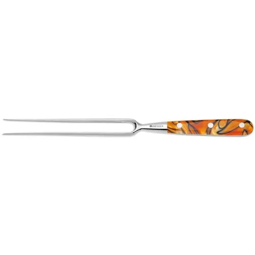 Giesser seit 1776 - Made in Germany - Tranchiergabel 21 cm Spicy Orange, PremiumCut Fork No 1, Fleischgabel, Acryl, exotisch, rostfrei, deutsches Grillmesser scharf