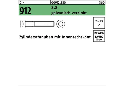 Zylinderschrauben DIN 912 8.8 M 36 x 70 galv. vz - 5 Stück - Kategorie: Schrauben, hohe Festigkeit und Korrosionsschutz durch verzinkte Oberfläche, ideal für anspruchsvolle Anwendungen