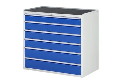Rau XXL7.6 Schubladenschrank mit Metallauflage - Robuster Werkzeugschrank mit 6 XXL-Schubladen und zentralem Stiftzylinderschloss. Ideal für die professionelle Werkstatt, komplett montiert und mit 5 Jahren Qualitätsgarantie.