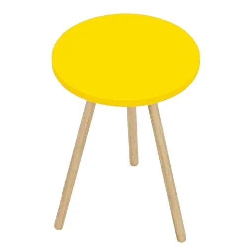 Jungengel Runder Beistelltisch aus Holz, 34 x 34 cm, Höhe 45 cm, für Wohnzimmer, Schlafzimmer, Küche, Esszimmer, Flur, Büro, Gästezimmer, Kinderzimmer (Gelb)