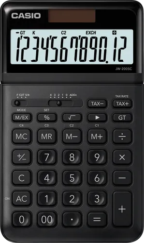 CASIO JW-200SC-BK Tischrechner 12-stellig schwarz - Taschenrechner mit 12-stelligem Display, ideal für präzise Berechnungen im Büro oder zu Hause, kompakt und benutzerfreundlich.
