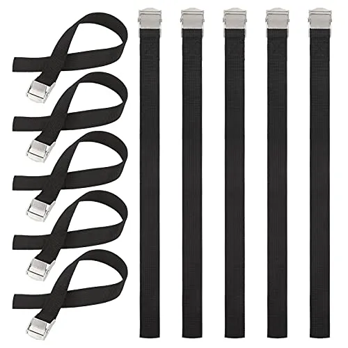 Hejo 10 Stück Spanngurte Kurz, 40cm Verstellbare Zurrgurte mit Klemmschloss, Rostfreie Befestigungsriemen, Befestigungsgurte für Fahrrad, Motorrad, Gepäckpakete, Camping (Schwarz)