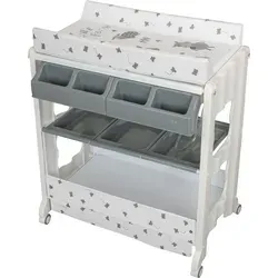 ib style ISA 2-in-1 Wickeltisch mit Badewanne - Multifunktionaler Wickeltisch mit integrierter Badewanne und großem Stauraum, ideal für Babys bis 12 Monate. Mobil und sicher mit feststellbaren Rädern.