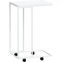 vidaXL Beistelltisch mit Rollen Weiß 40x30x63,5 cm - Couchtisch im praktischen C-Design mit vier Rollen für flexible Nutzung, aus hochwertigem Holzwerkstoff für leichte Reinigung und robusten Eisenrahmen.