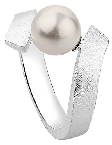 Nenalina Ring Silber 925 mit Süßwasserperle und Glas Kristallen - Eleganter Damenring aus hochwertigem 925 Sterlingsilber, verziert mit einer strahlenden Süßwasserperle und funkelnden Glas Kristallen – das perfekte Accessoire für jeden Anlass.