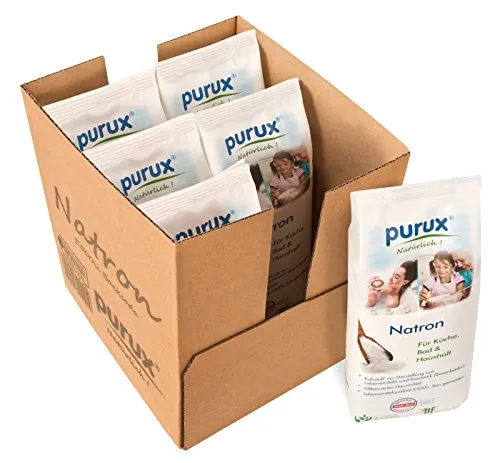 purux Natron Pulver 5kg + 1kg Bonus, Lebensmittelqualität nachhaltig verpackt, Back Soda