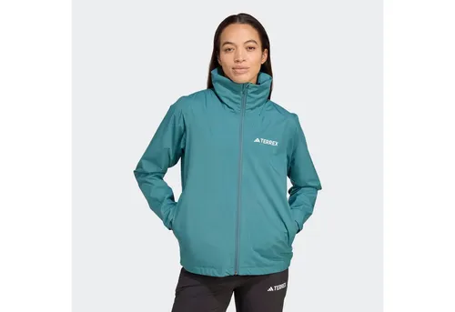 ADIDAS TERREX W MT ESS 2L R J Damen Outdoorjacke - Funktionsjacke für Damen, wasserdicht und atmungsaktiv mit CLIMAPROOF-Technologie für optimalen Schutz bei Regen und Wind – ideal für aktive Outdoor-Abenteuer.
