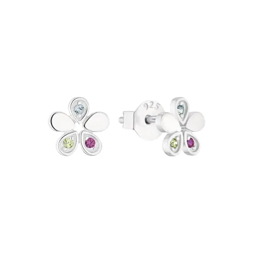 Amor Ohrstecker 925 Sterling Silber für Mädchen - Ohrringe aus feinstem 925 Sterling Silber mit Zirkonia, detailgetreues Blumen-Motiv, ideal als Geschenk in Schmuck Geschenk Box, perfekt für besondere Anlässe.