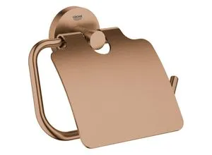 GROHE Essentials Toilettenpapierhalter mit Deckel - Warm Sunset - Eleganter Toilettenpapierhalter aus gebürstetem Metall in Kupfer, ideal für ein modernes Badezimmer-Design.